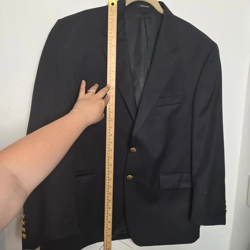 Lauren Ralph Lauren Mens 44S Navy Blue‎ Wool Blazer Gold Crest Buttons